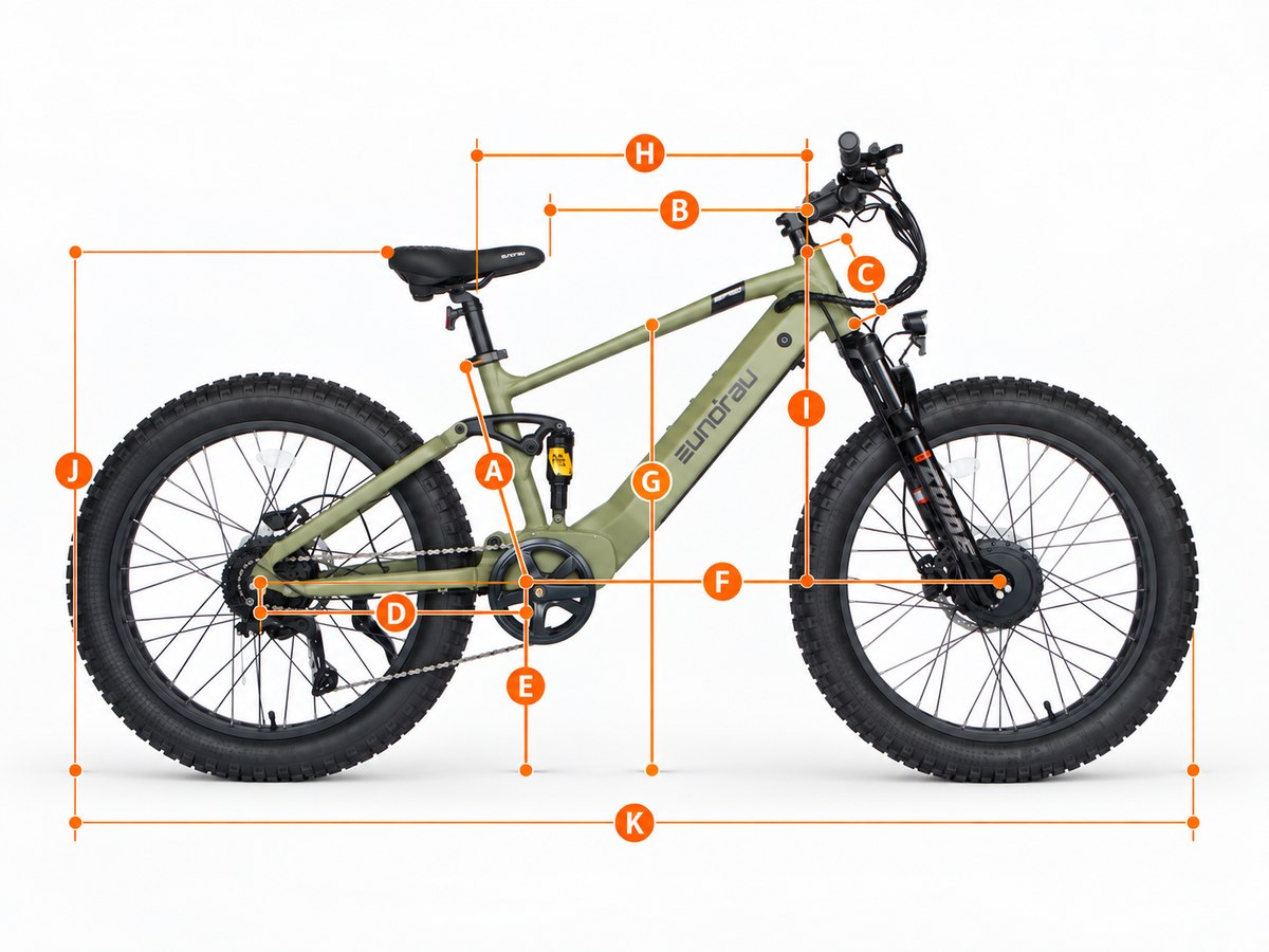 Eunorau DEFENDER S 2.0 / Hunter X6 manufacturer geometry diagram